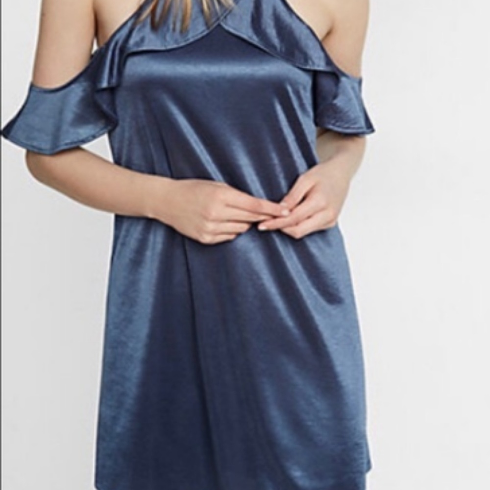 Express BLACK dress with off the shoulder detail.